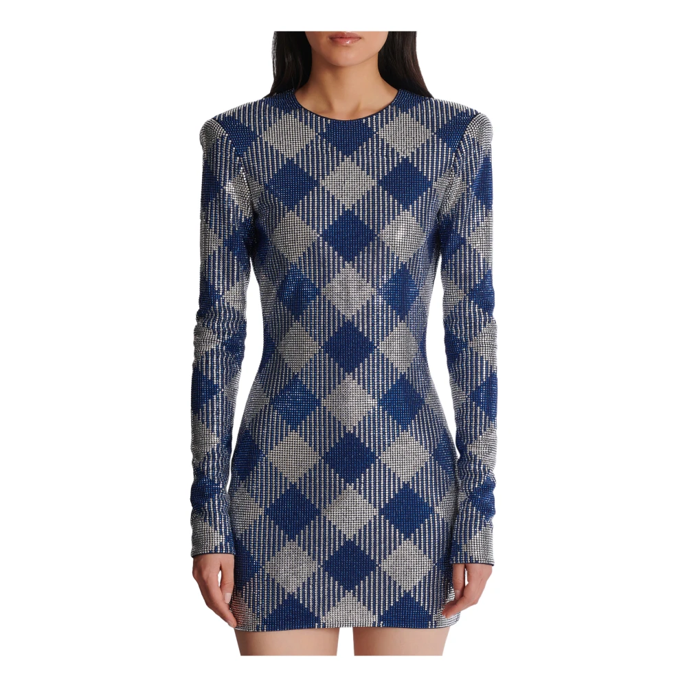 Balmain Gingham strassjurk Blue Dames