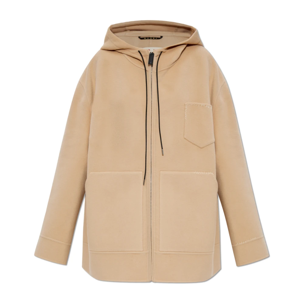 Marni Wollen jas met capuchon Beige Dames