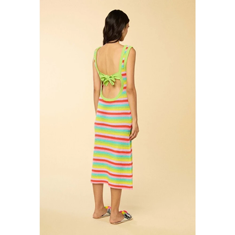 Manoush Regenboog Gebreide Rugloze Midi Jurk Multicolor Dames