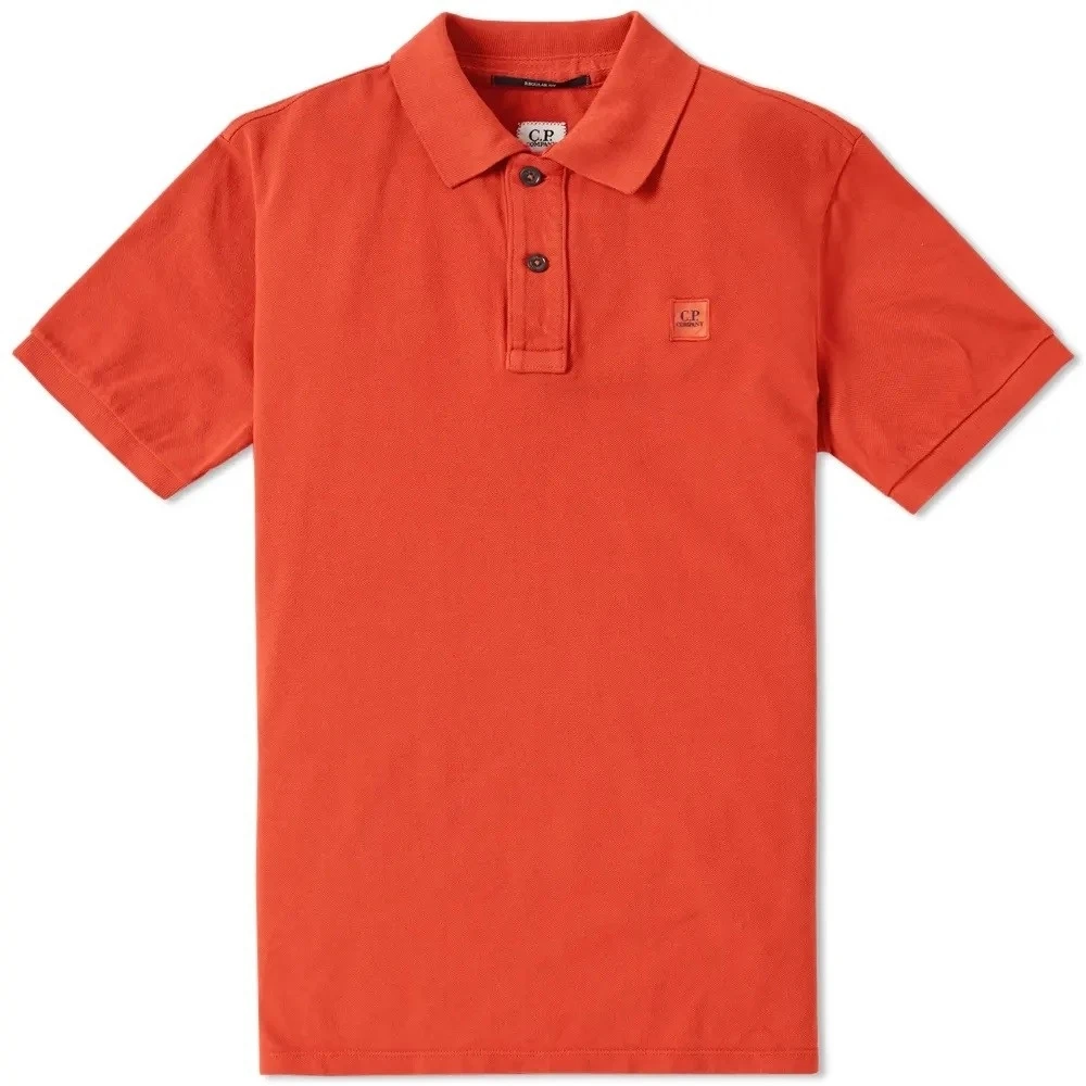 C.P. Company Stretch Pique Slim Fit Logo Polo Orange Heren