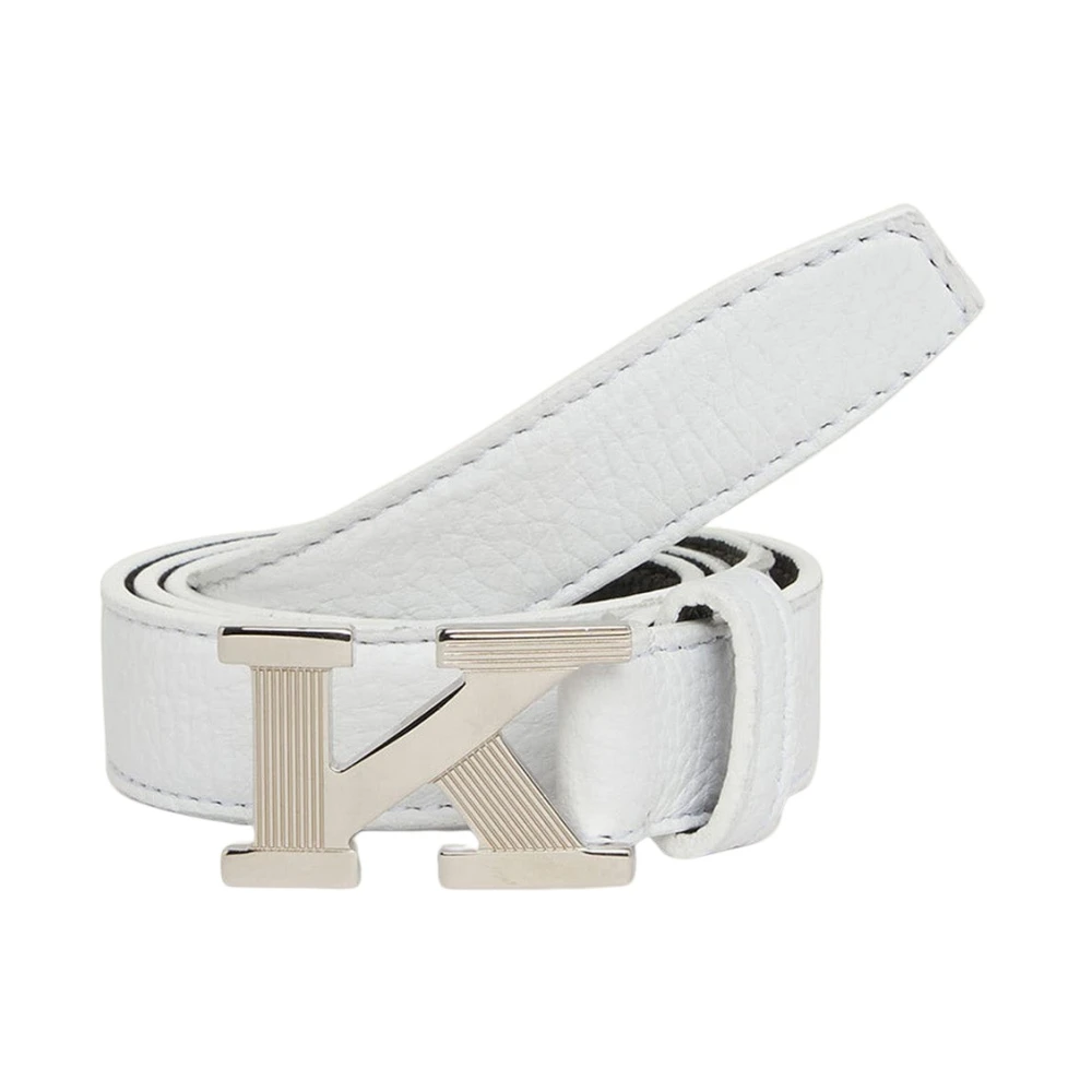 Kiton Witte Hertenleren Riem met Palladium Gesp White Heren