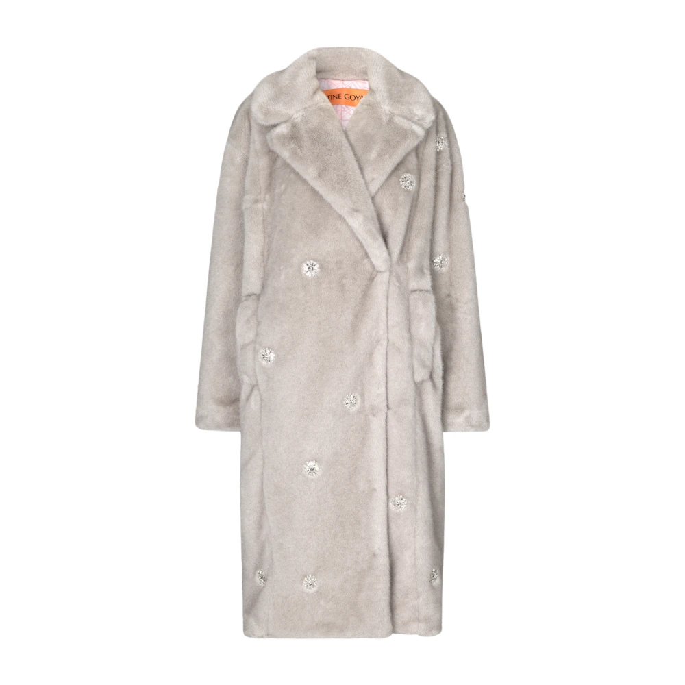 Stine Goya Gray Faux Fur & Shearling Jackets, Female, Xs, Embellished Faux Fur Coat
