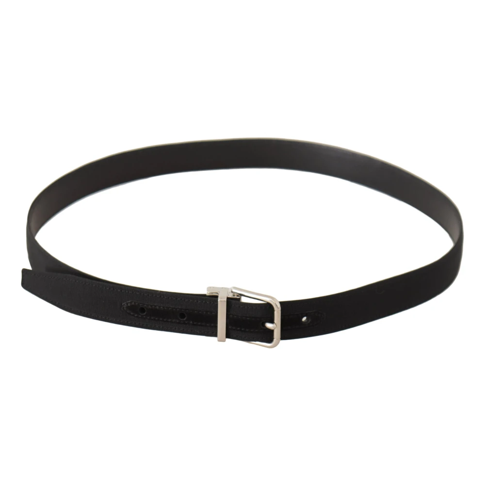 Dolce & Gabbana Elegante zwart canvas en leren riem Black Heren