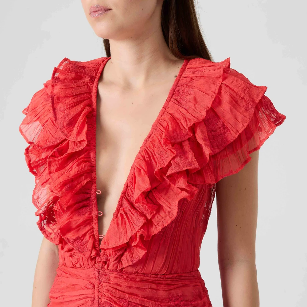 Sabina Musayev Lange jurk met ruches en draperie Red Dames