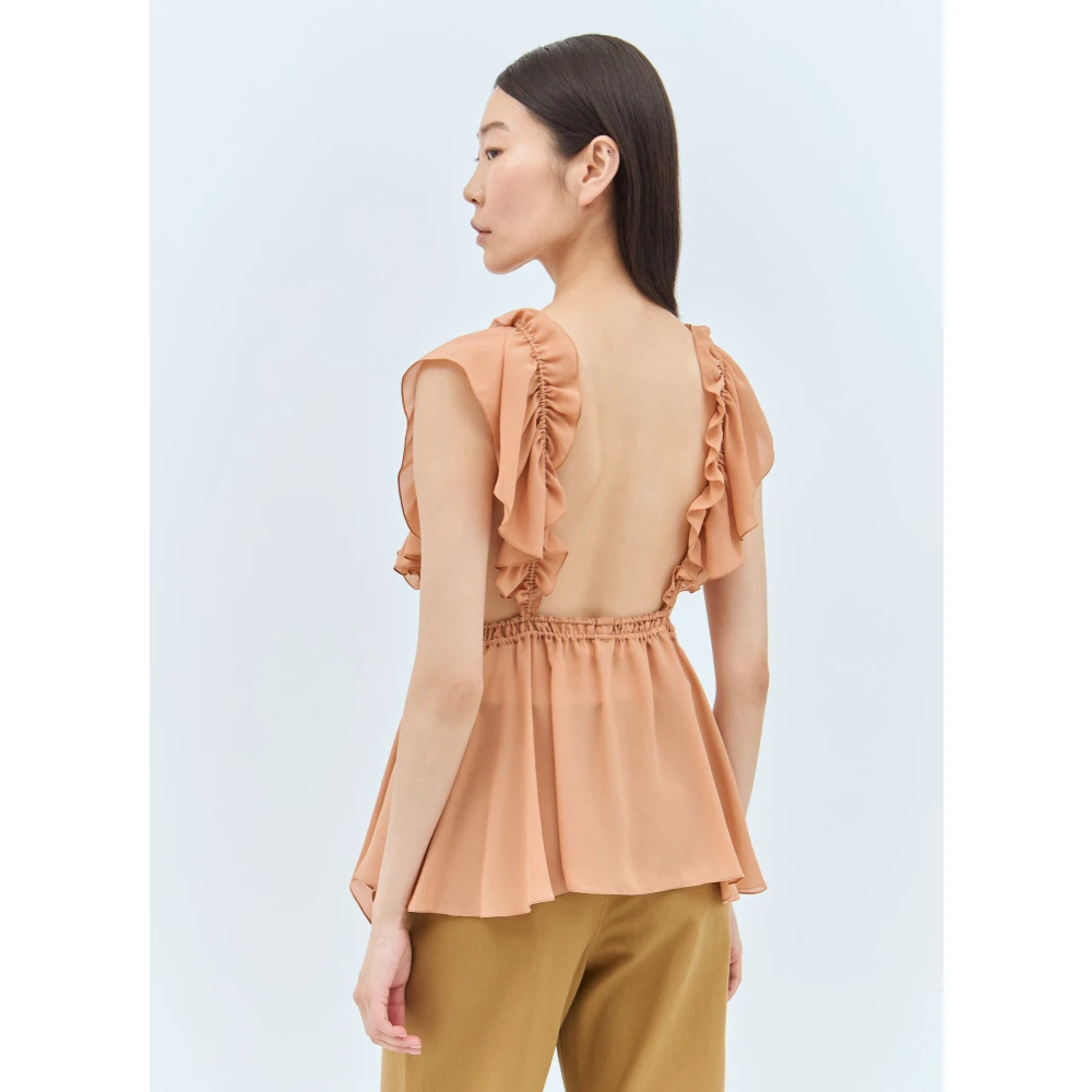 Chloé Zijden Gerimpelde Camisole Top Beige Dames