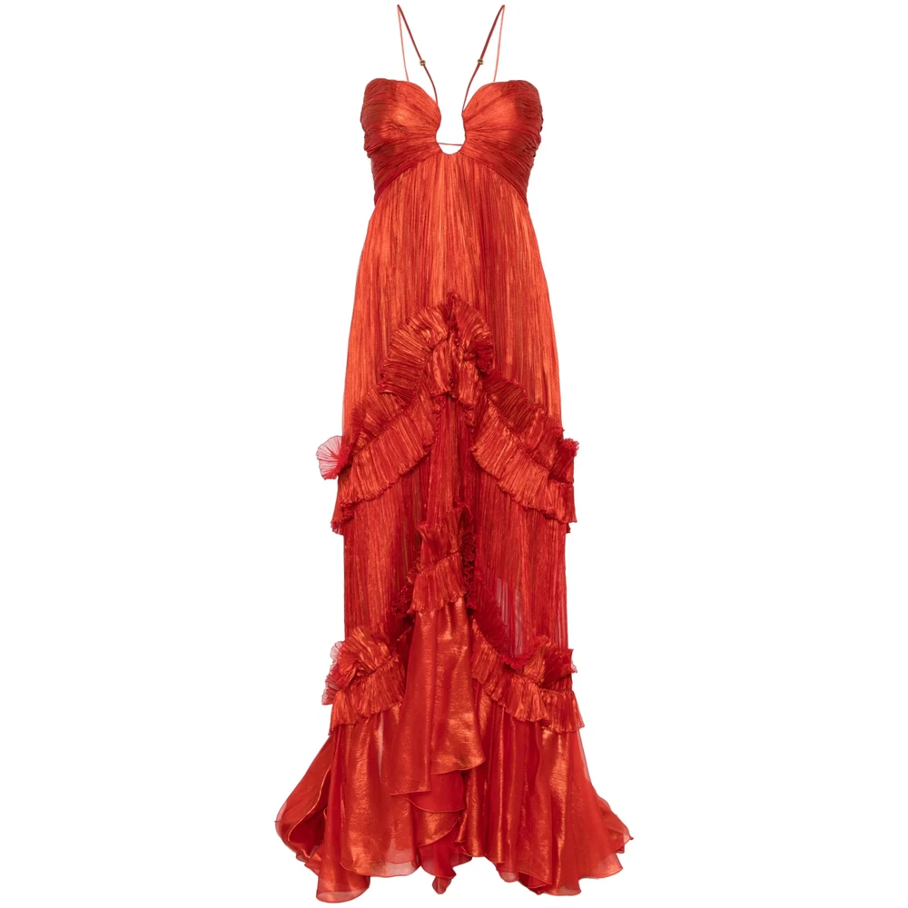 Maria Lucia Hohan Geplooide Oranje Jurk Orange Dames
