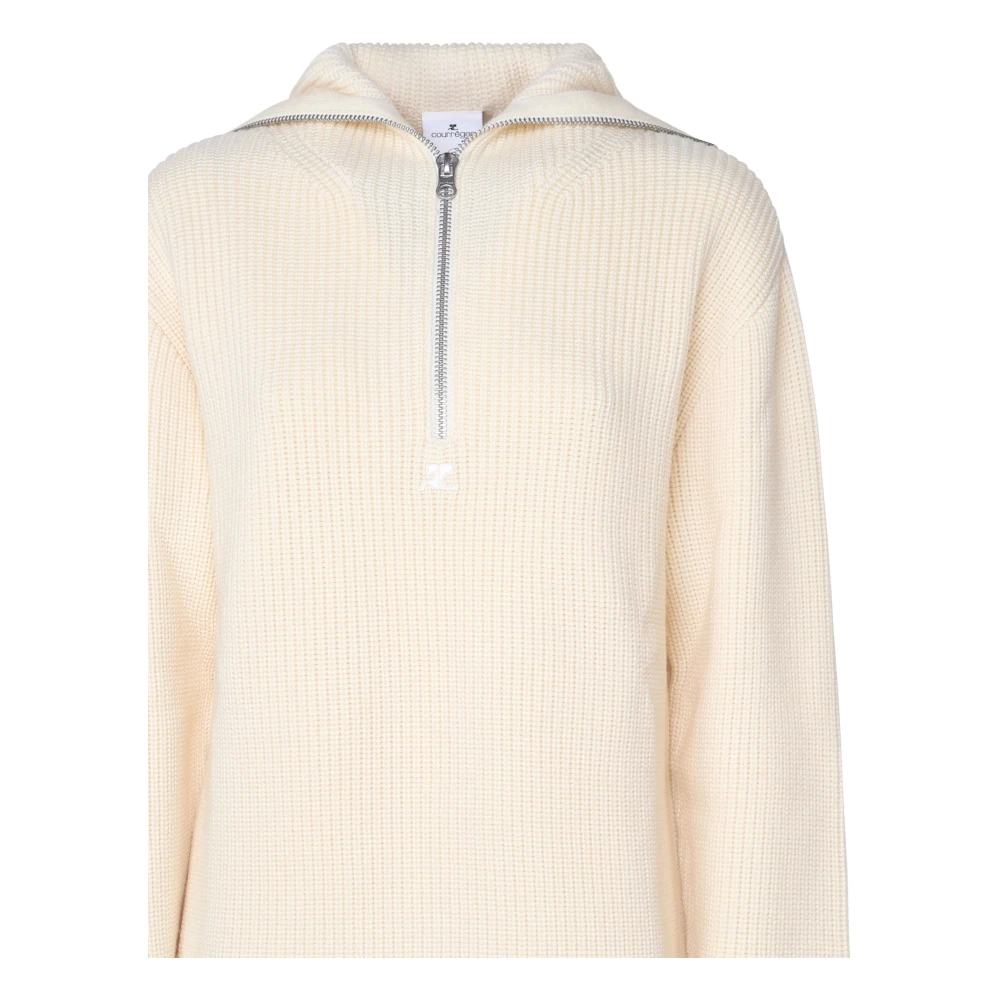 Courrèges Beige Wollen Hoodie met Rits Beige Dames