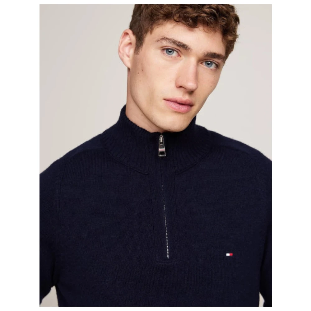 Tommy Hilfiger Wollen half-zip trui Blue Heren