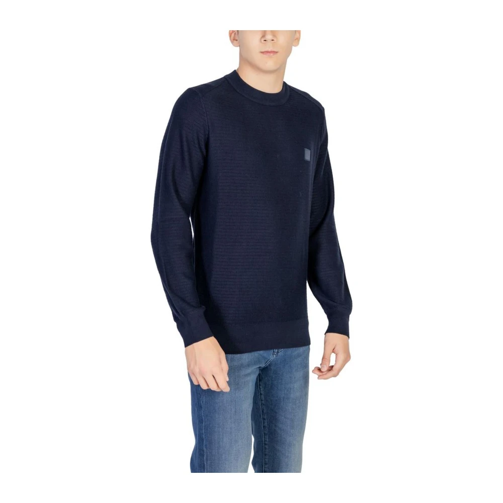 Hugo Boss Blauwe Katoen Kasjmier Trui Blue Heren
