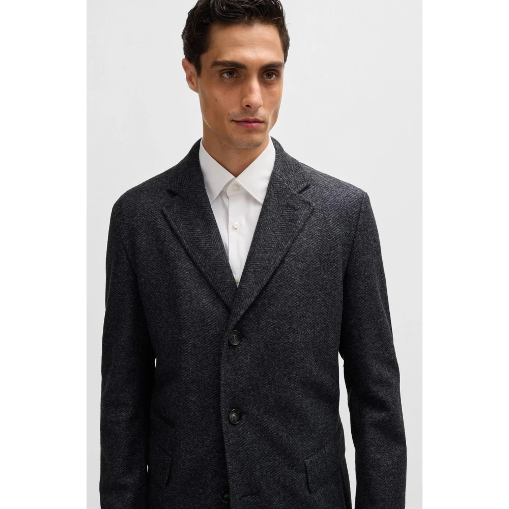 Hugo Boss Slim-fit visgraatjas met afneembare voering Blue Heren