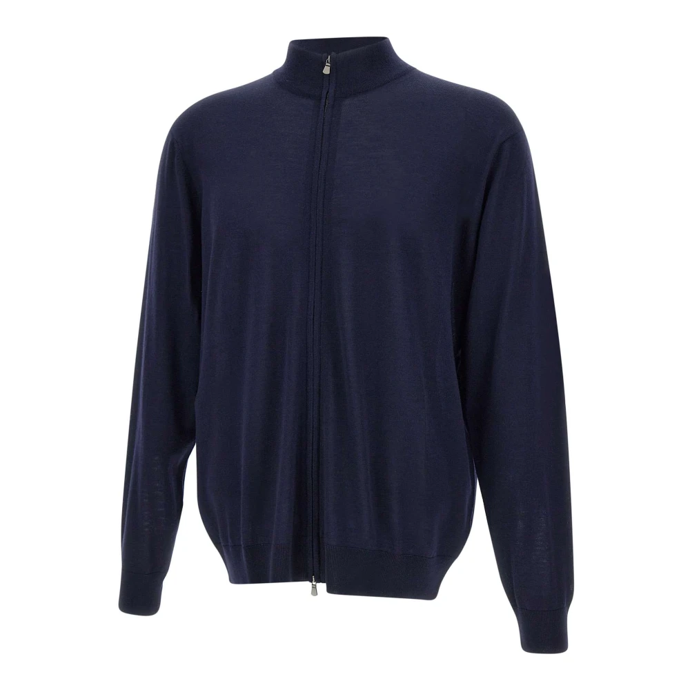 Filippo De Laurentiis Merino wollen trui navy blauw volledige rits Blue Heren