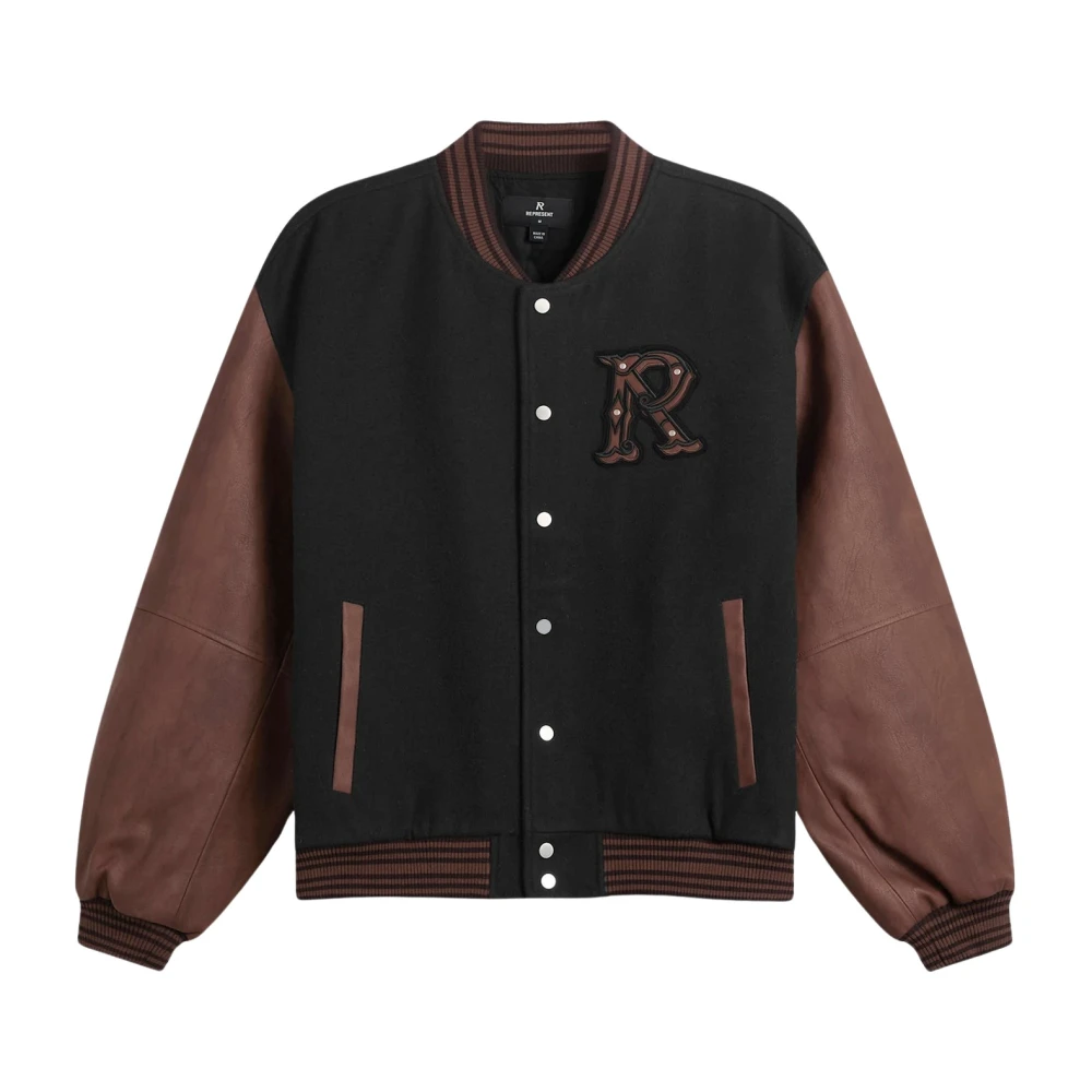 Represent Black Bomber Jackets, Male, M, Varsity Bomber