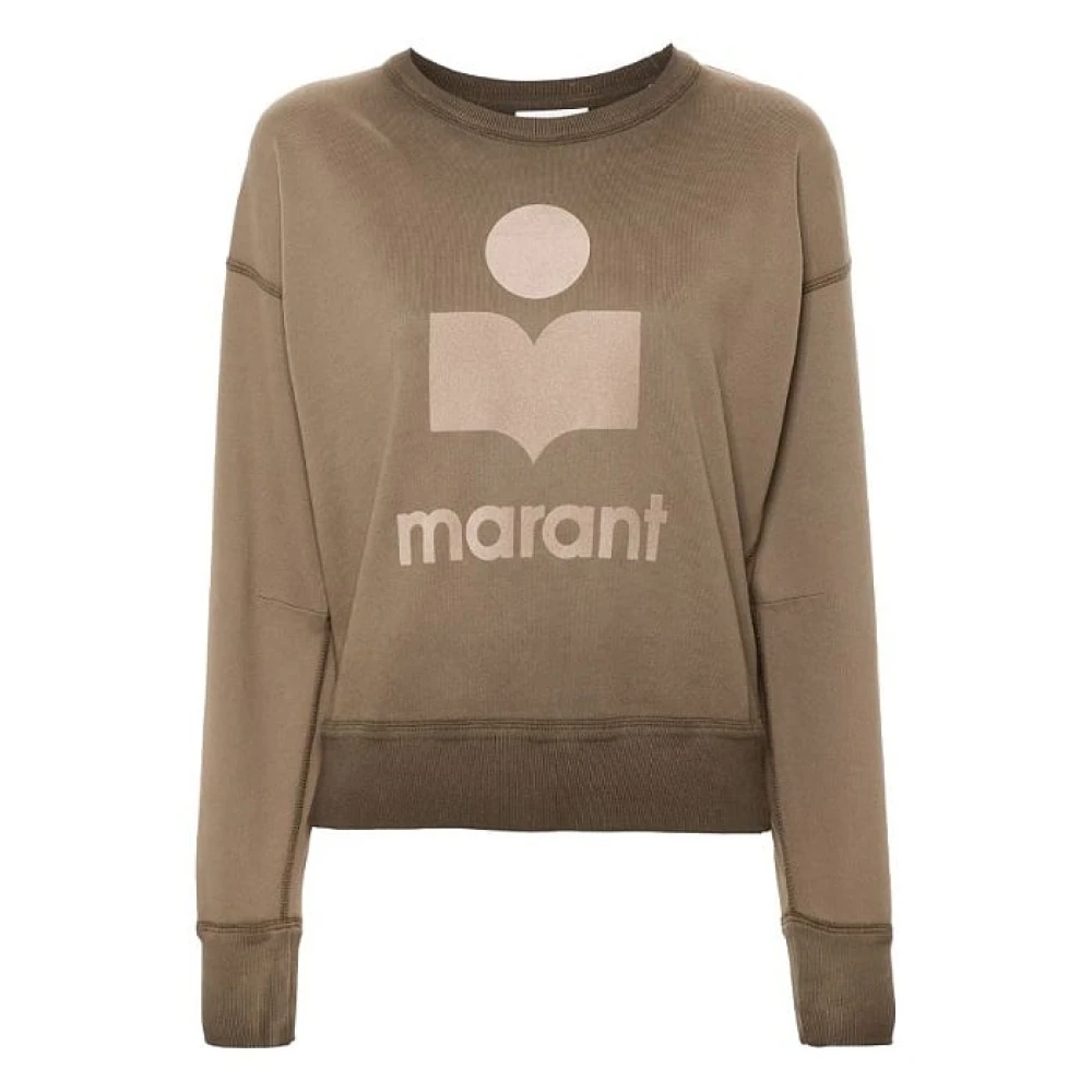 Isabel Marant Étoile Khaki Flocked Logo Crew Neck Sweater Beige Dames