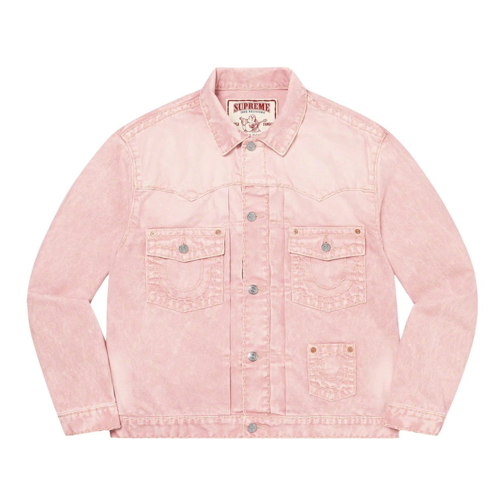 Supreme Beperkte oplage Denim Trucker Jacket Pink Heren