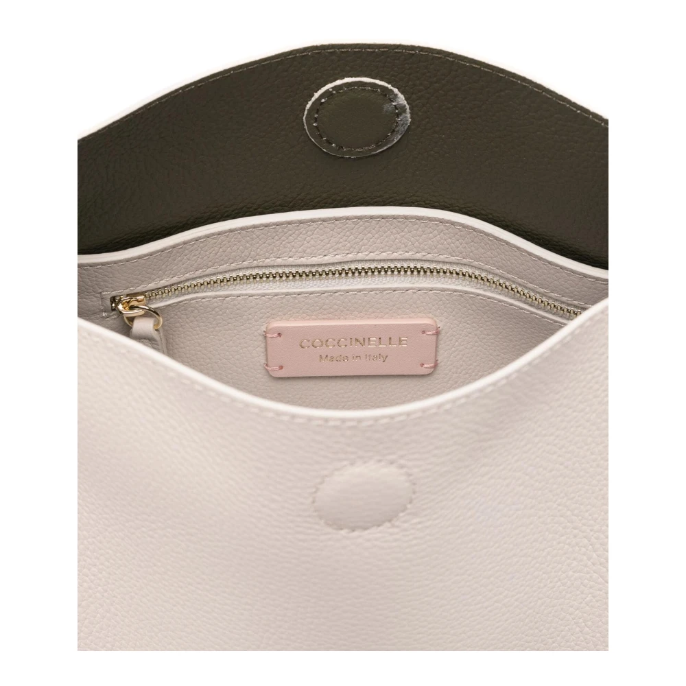 Coccinelle Leren Schoudertas met Logoprint Beige Dames