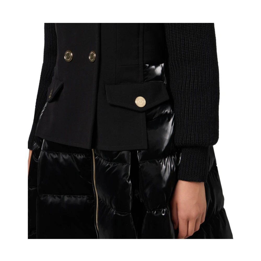 Elisabetta Franchi Dubbelrijig Gestepte Jas Black Dames