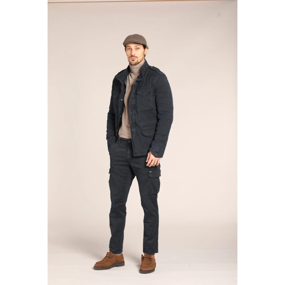 Mason's Camouflage Field Jacket Slim Fit Navy Blauw Blue Heren
