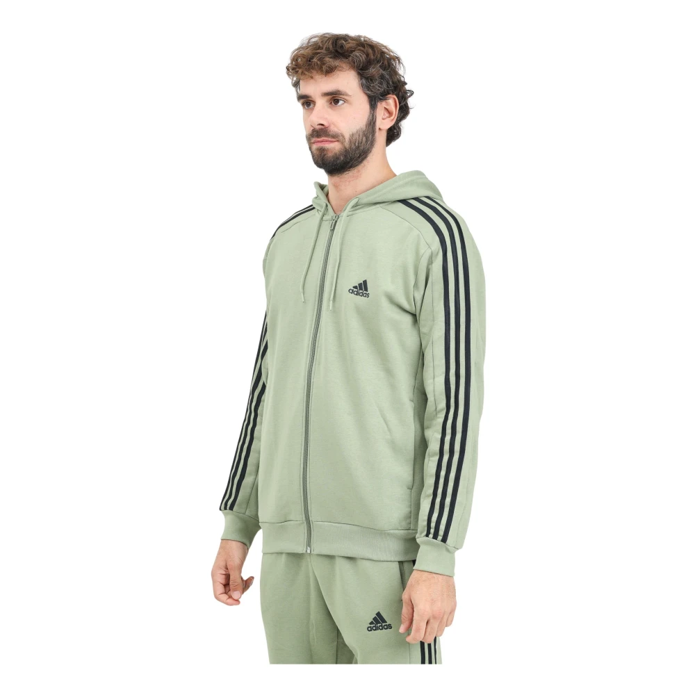 Adidas Essentials Fleece 3 Stripes Sweater Green Heren