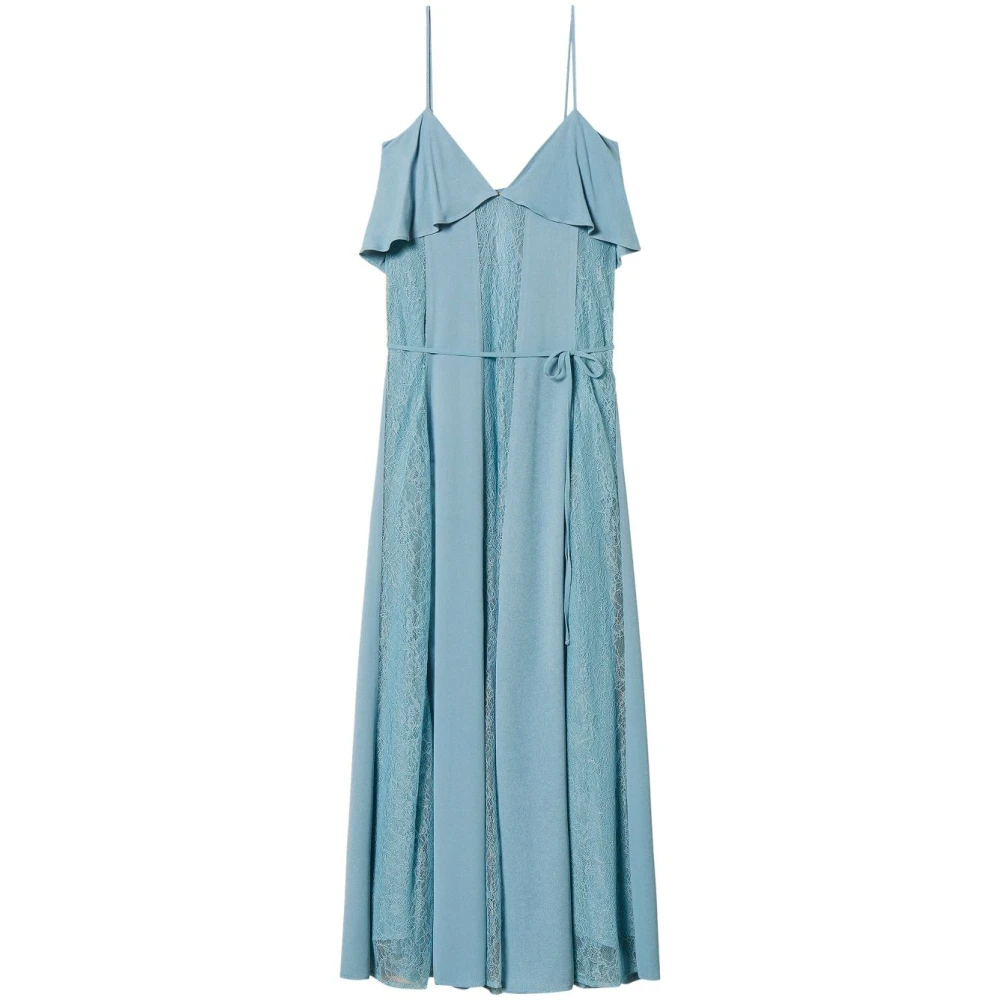Twinset Blauwe Gerimpelde Driehoekige Jurk Blue Dames