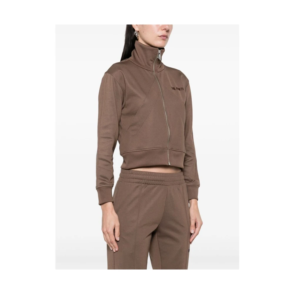The Attico Bruine Rits Sweater Geribbelde Manchetten Hoge Hals Brown Dames