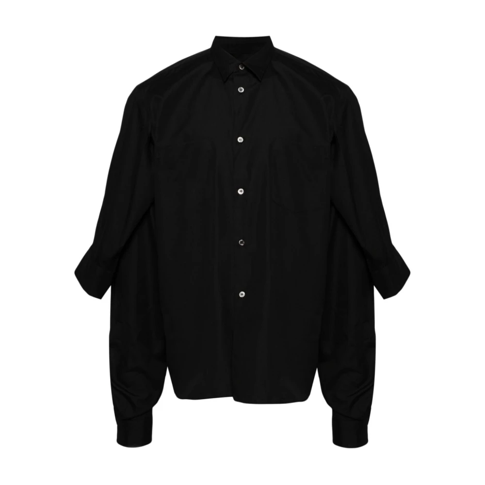 Comme des Garçons Zwarte Katoenen Poplin Overhemd Klassieke Stijl Black Heren