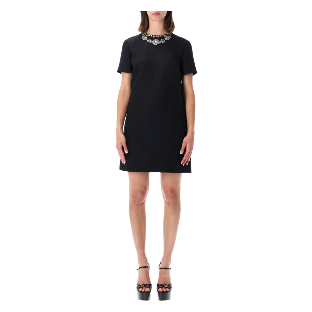 Valentino Garavani Women's Black Crepe Couture Embellished Wool And Silk Minidress UK Size 10 - Mytheresa - Image 3