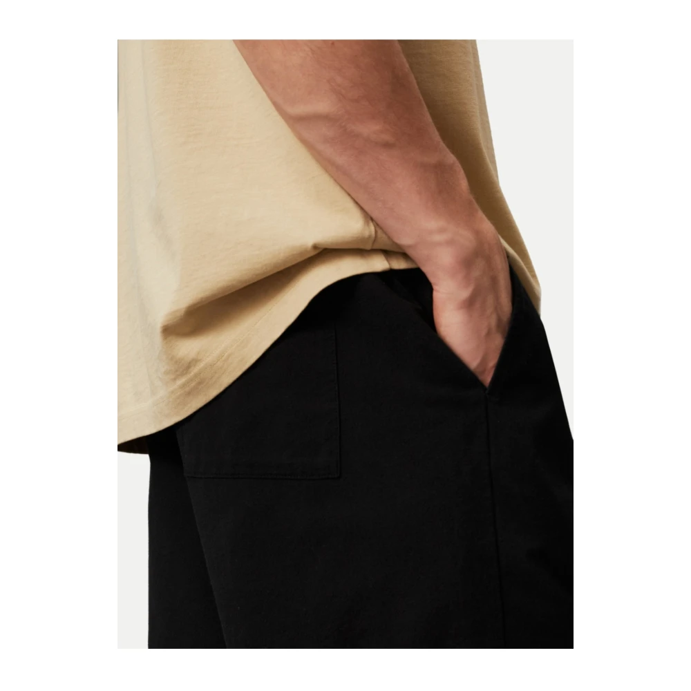 Calvin Klein Zwarte Organische Katoenen Shorts Rechte Pasvorm Black Heren
