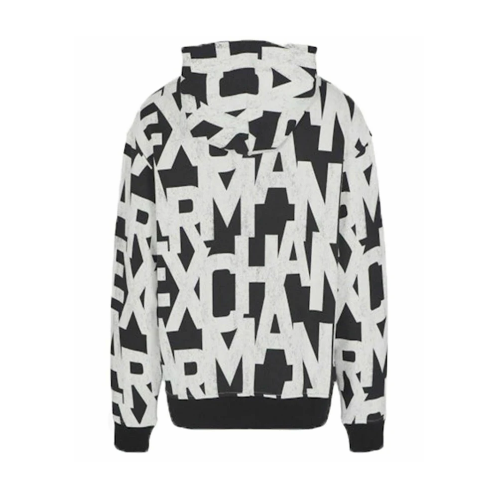 Emporio Armani Zwarte hoodie met allover logo Multicolor Heren