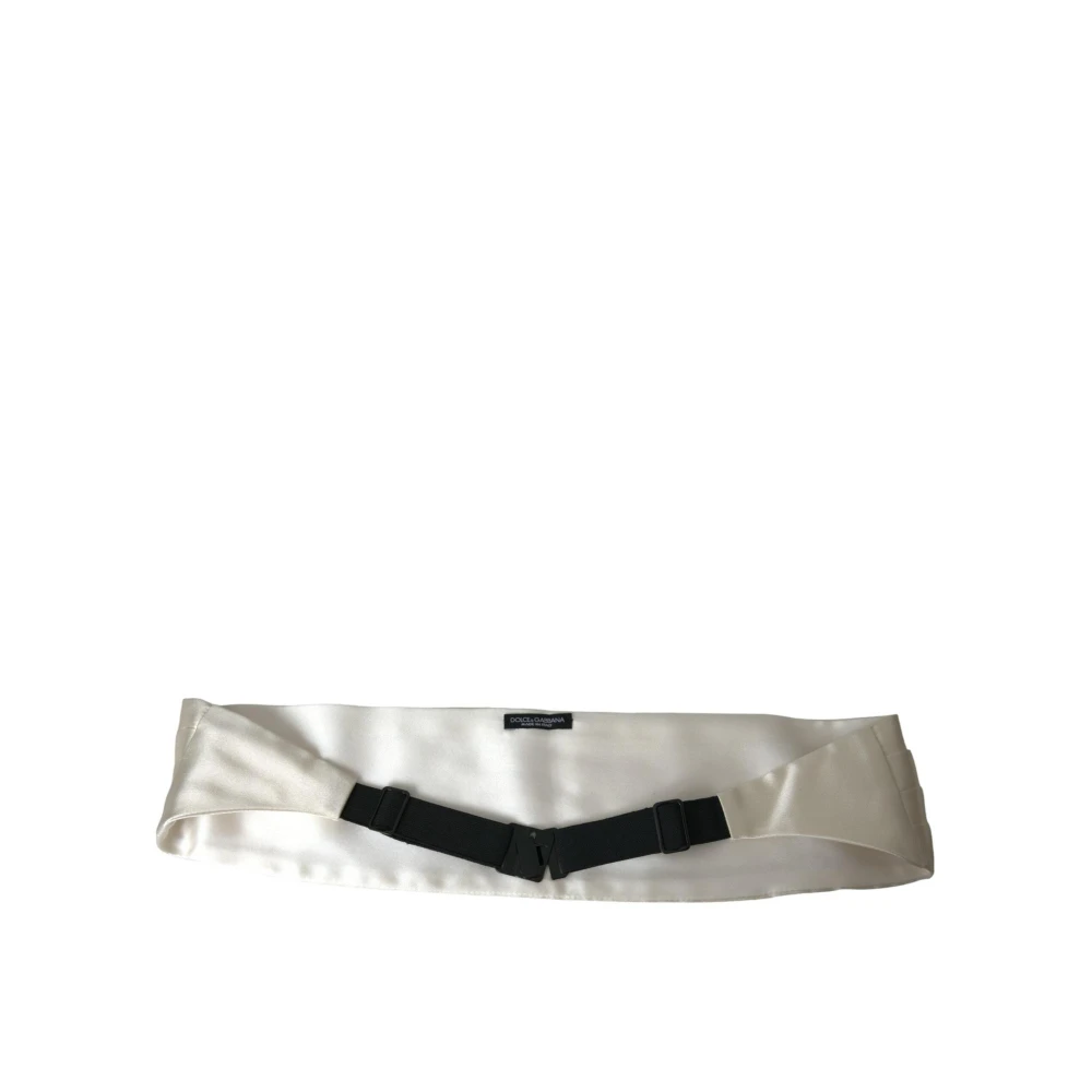Dolce & Gabbana Witte Zijden Cummerbund met Logo Details White Heren