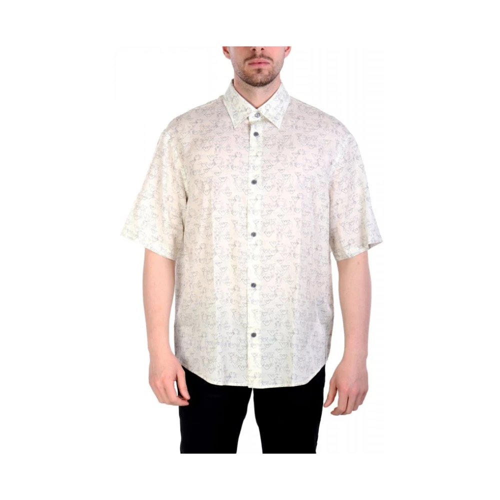 Emporio Armani Uomo Bianco Allover Logo Shirt