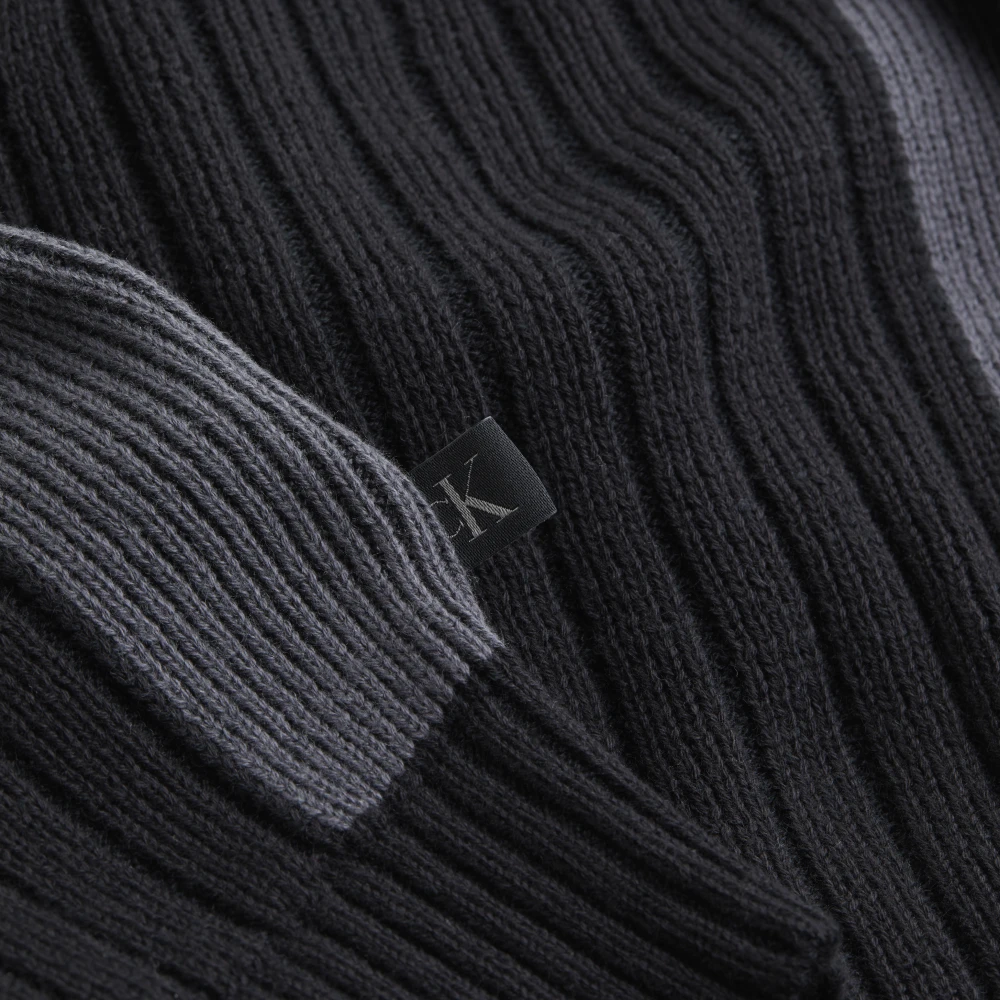 Calvin Klein Zwarte Rits Cardigan Trui Winter Katoen Black Heren
