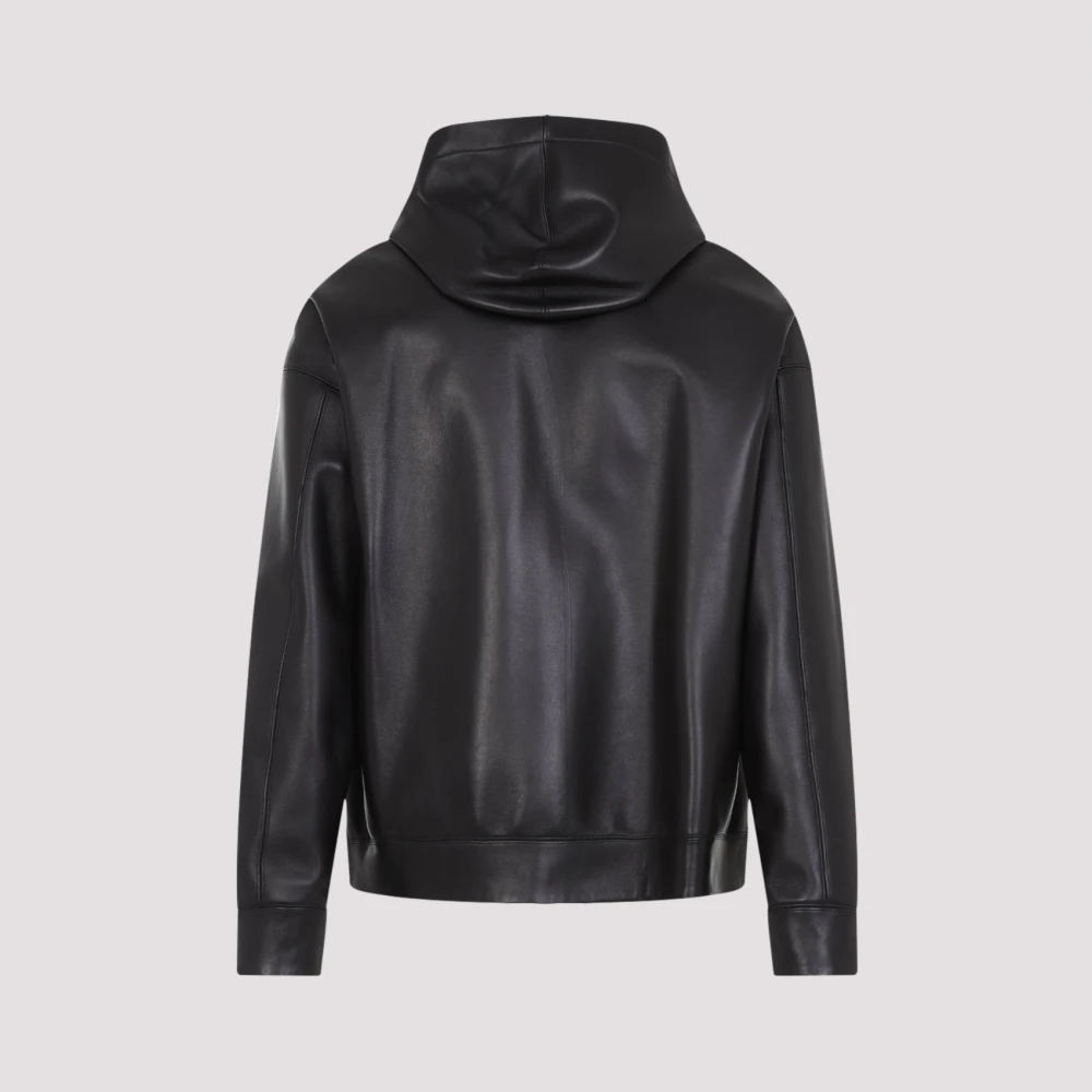 Valentino Luxe Zwarte Leren Jas Aw24 Black Heren