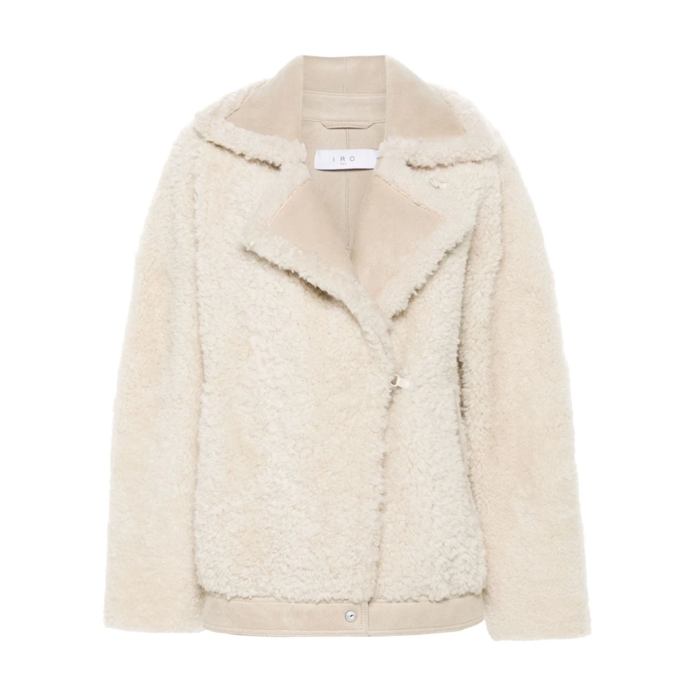 IRO Beige Shearling Jacka Krok Öga Beige, Dam