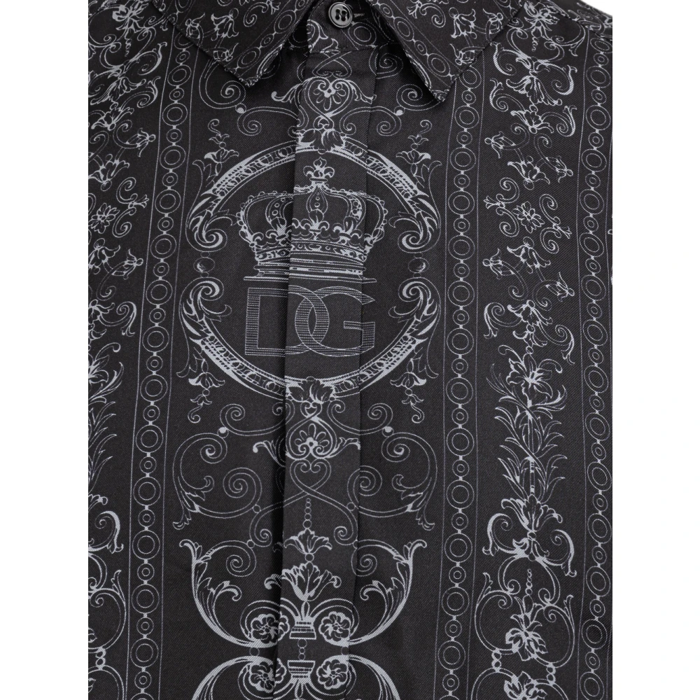 Dolce & Gabbana Barok Katoenen Overhemd Black Heren