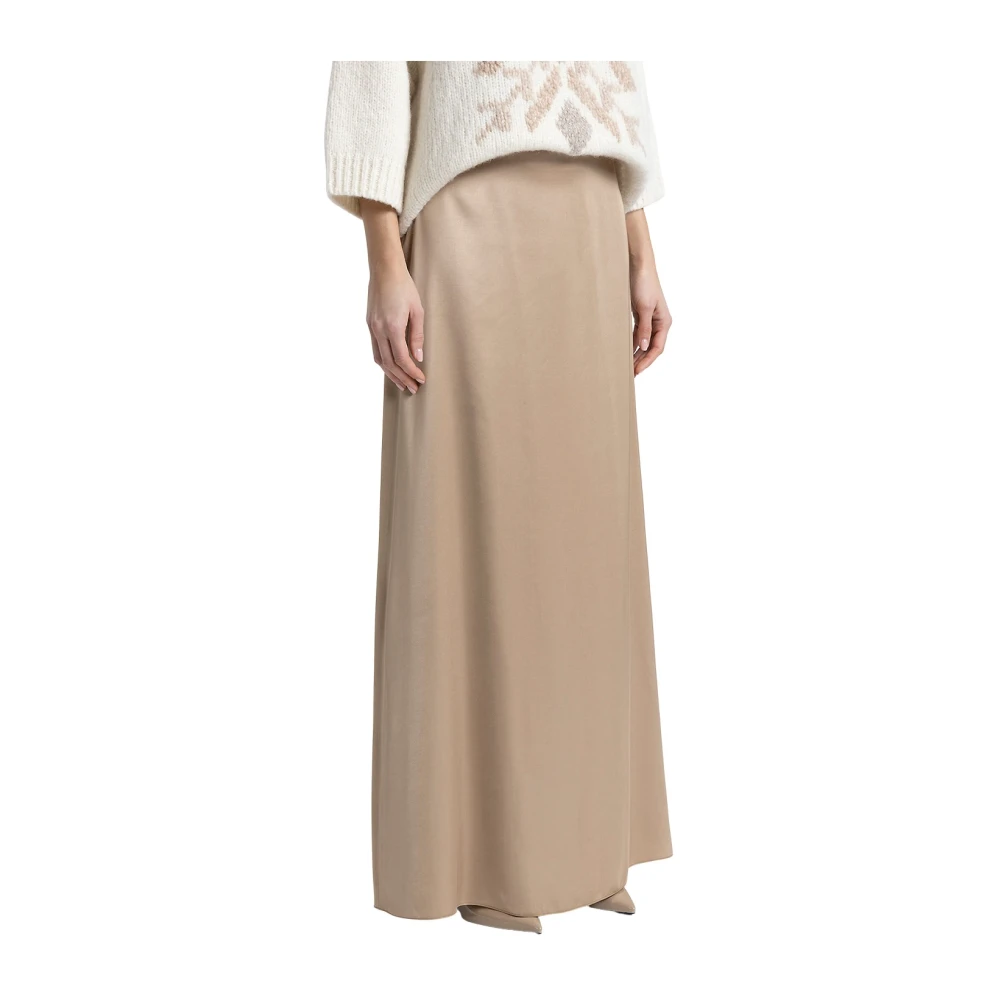 PESERICO Viscose satijnen lange rok Brown Dames