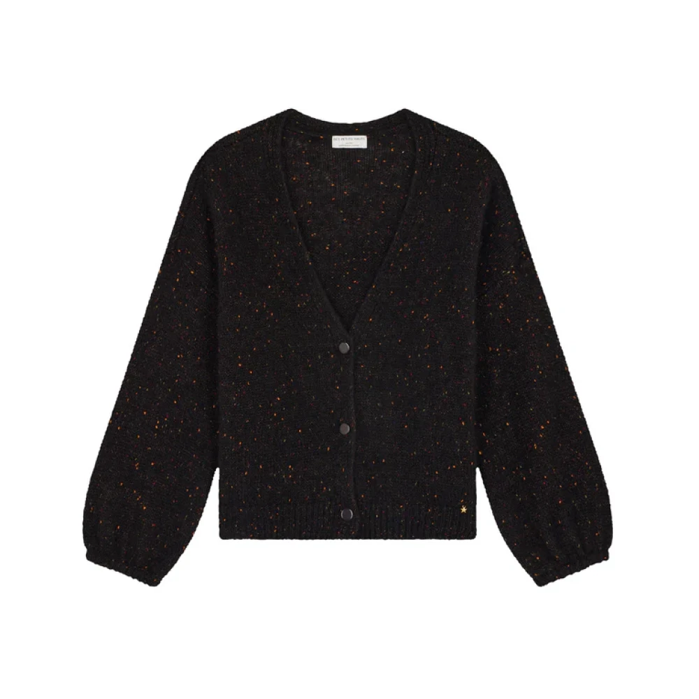 Des Petits Hauts Oversized Geknoopt Vest met V-Hals Black Dames