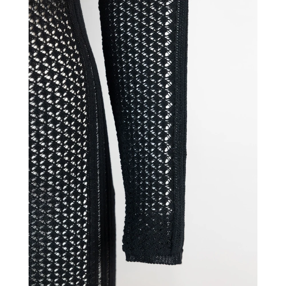 Marella Zwarte Gebreide Jurk met Pointelle Detail Black Dames