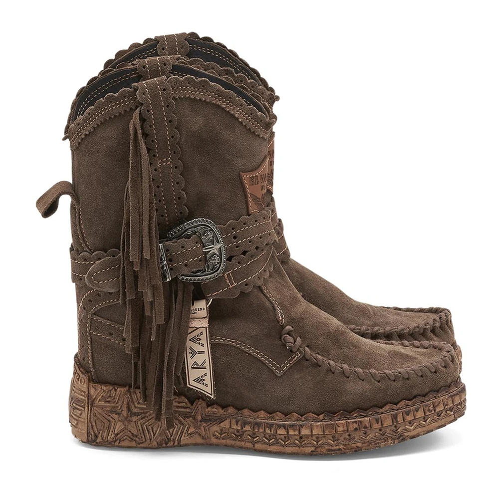 El Vaquero Bruna fransade ankelboots Brown, Dam