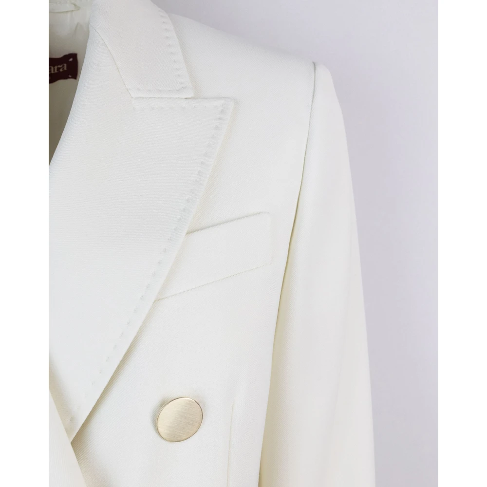 Max Mara Studio Witte Wollen Jas White Dames