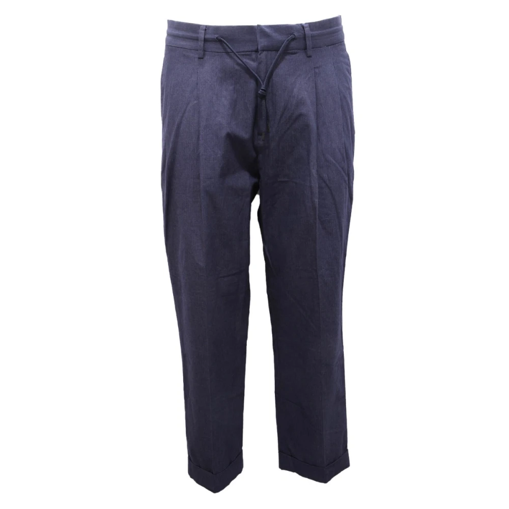 Scotch & Soda Men's Blue Cropped Trousers, W36, Loose Cropped Fit Trousers