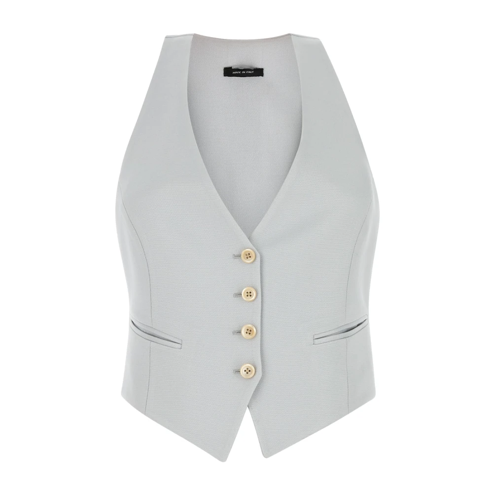 Tom Ford Vrouw Grijs Wide Leg Tuxedo Tailored Broek