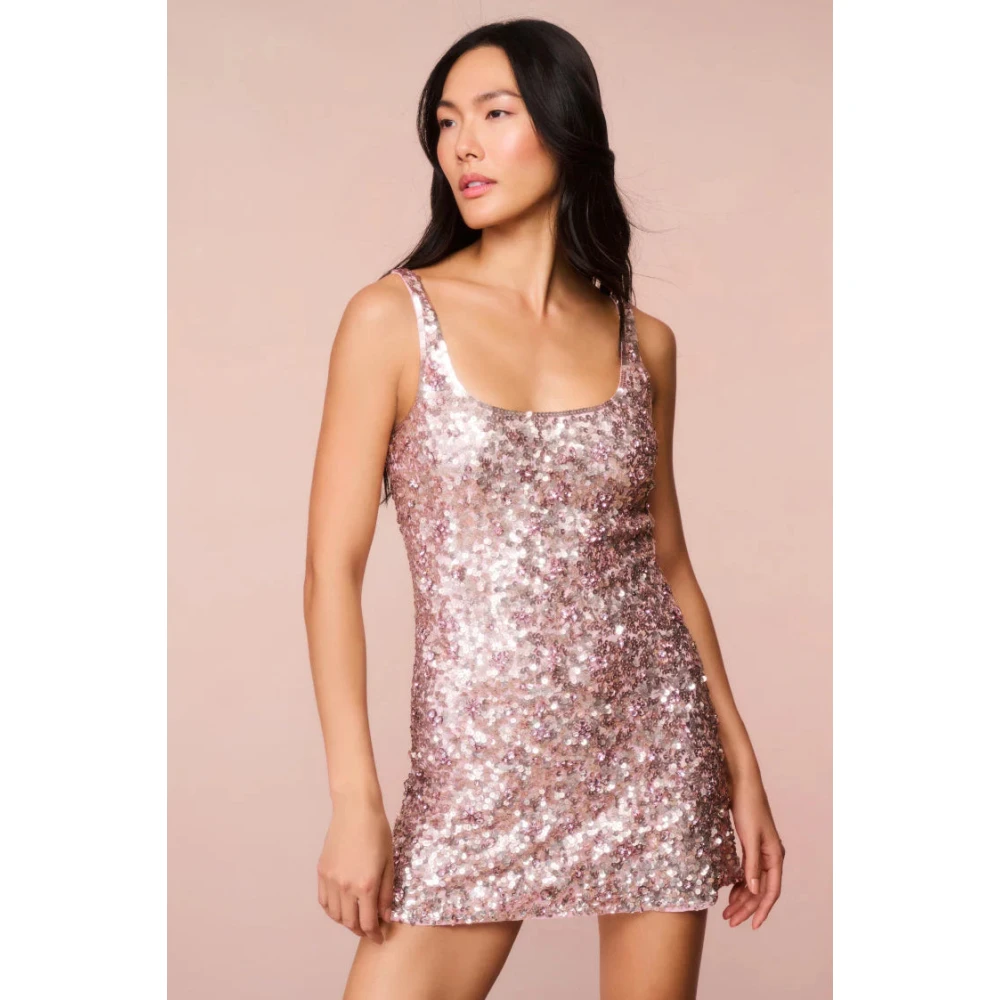 Loveshackfancy Pailletten Mini Jurk met Bloemendetail Pink Dames
