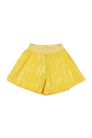 SHORTS GODET GIALLO CON PAILLETTES ALL OVER