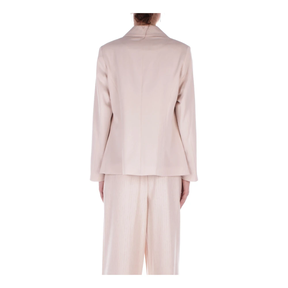 H2O Crème Double-Breasted Jas met Zakken Beige Dames