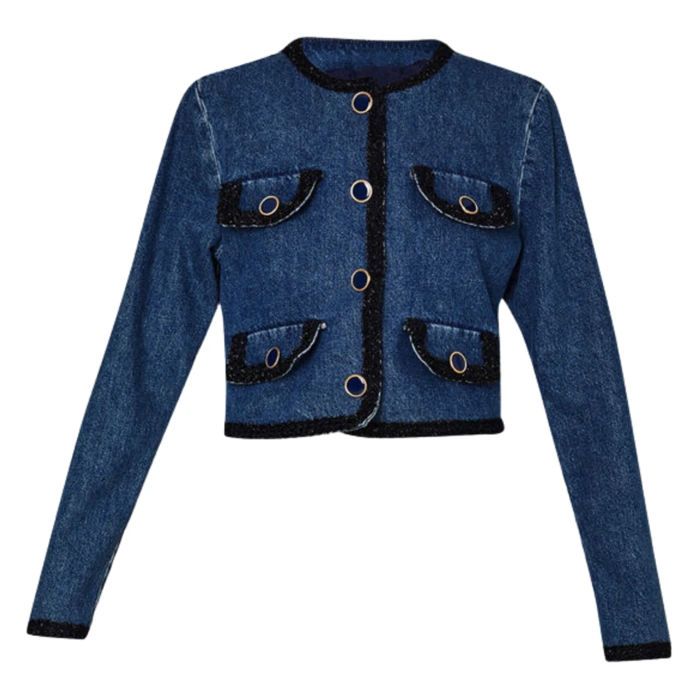 Liu Jo Denim Cropped Jacks met Profielen Blue Dames