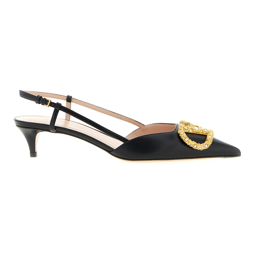 Valentino Garavani Women's Black Vlogo Signature Slingback Pumps