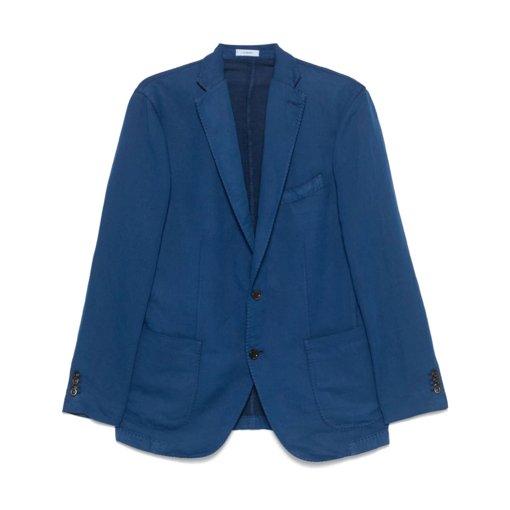 Boglioli Blauwe Geknoopte Jas met Zakken Blue Heren
