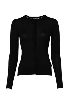 black-wool-knit-crew-neck-cardigan