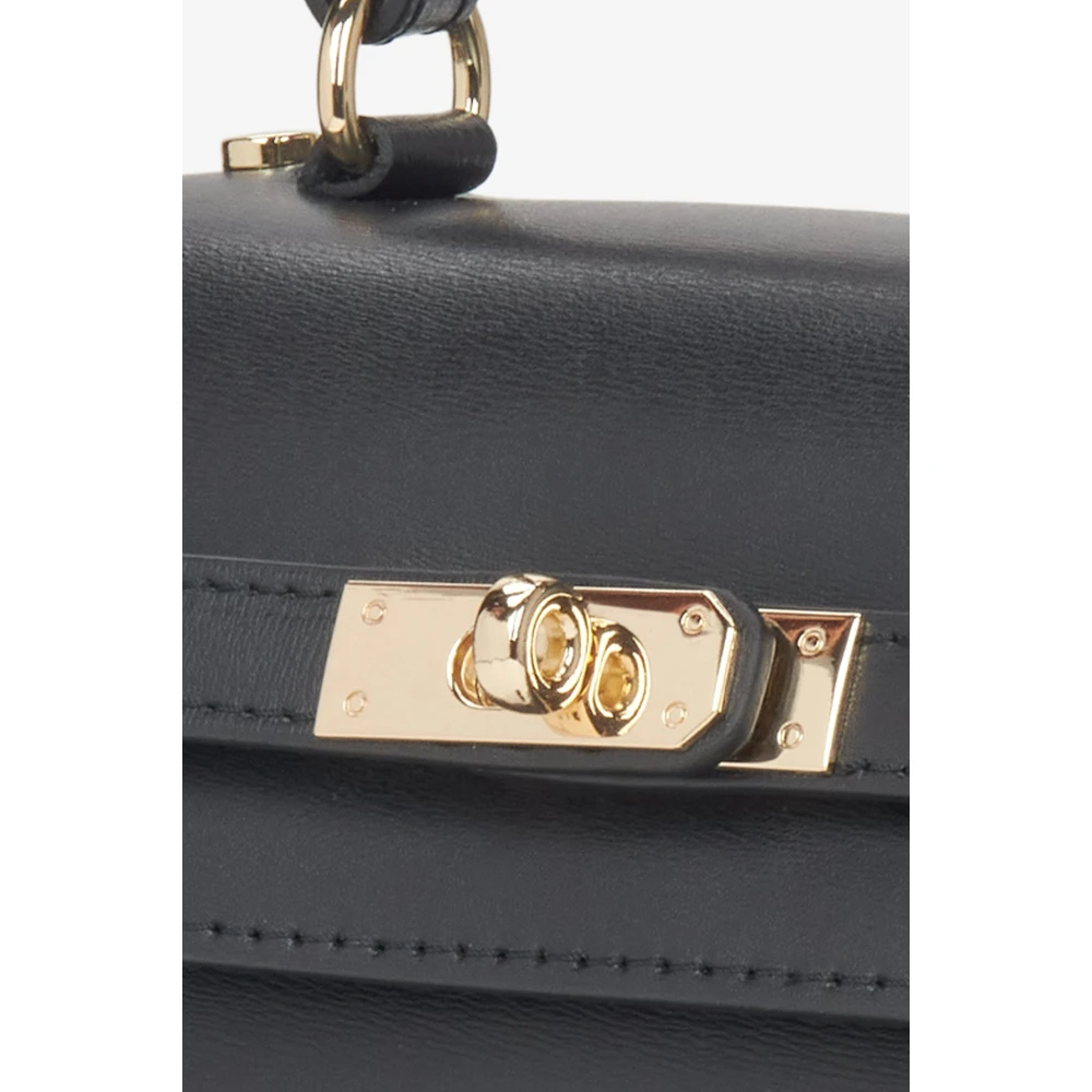 Estro Zwarte Satchel Handtas voor vrouwen gemaakt van Premium Italiaans Echt Leer Black Dames