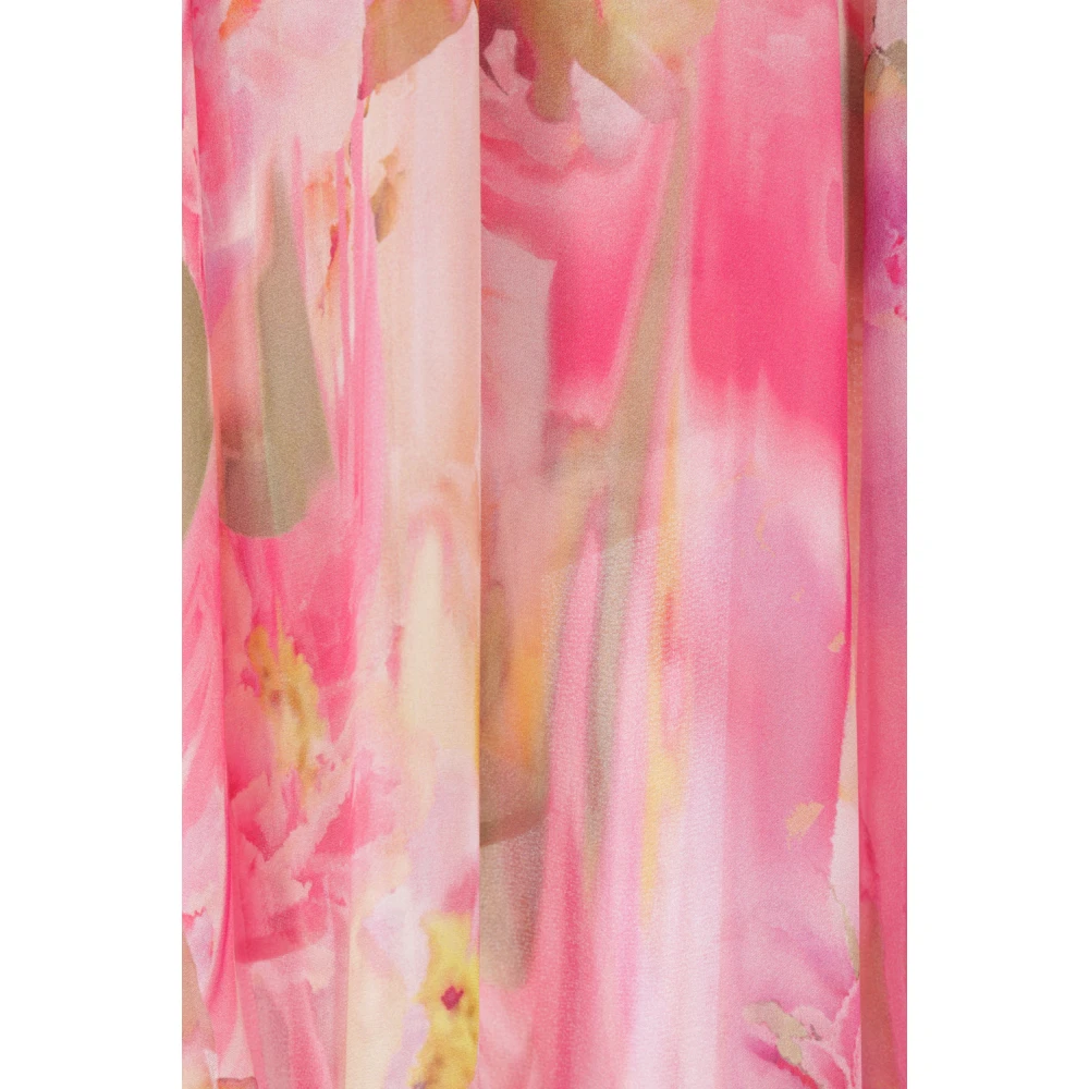 Blumarine Rose Print Georgette Shirt met Cut-Out Mouwen Pink Dames